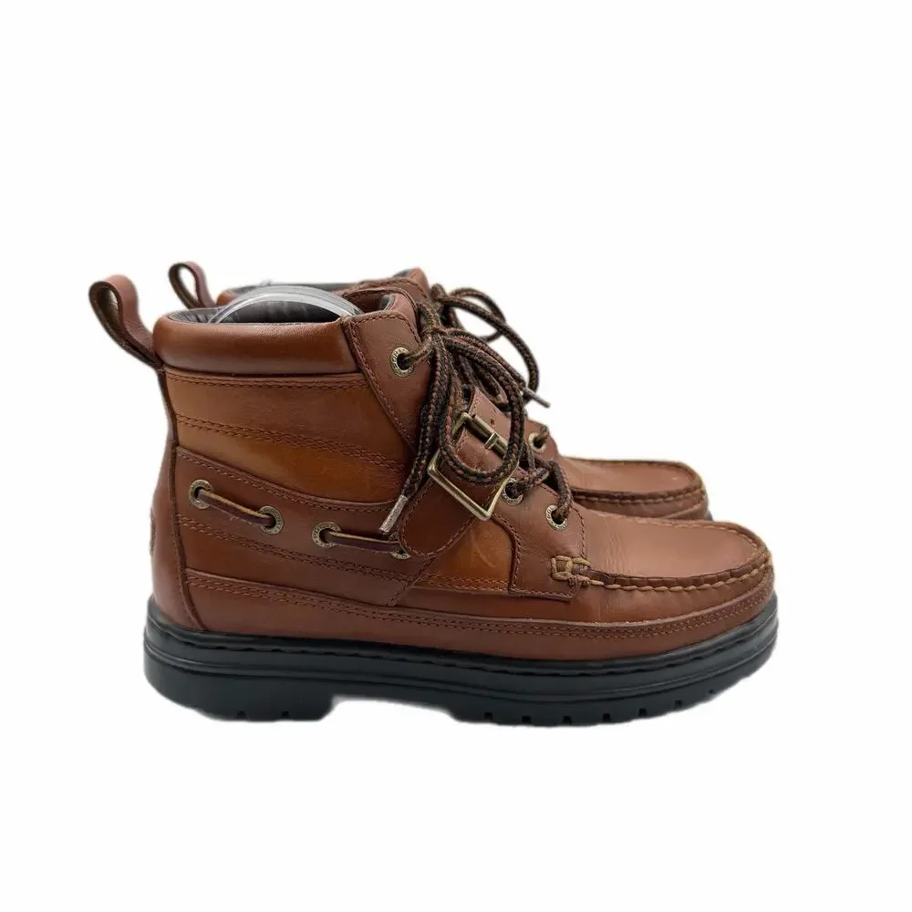 Polo Sport Ralph Lauren Boy's 6 Brown Leather Lace Up Buckle Strap Ankle Boots